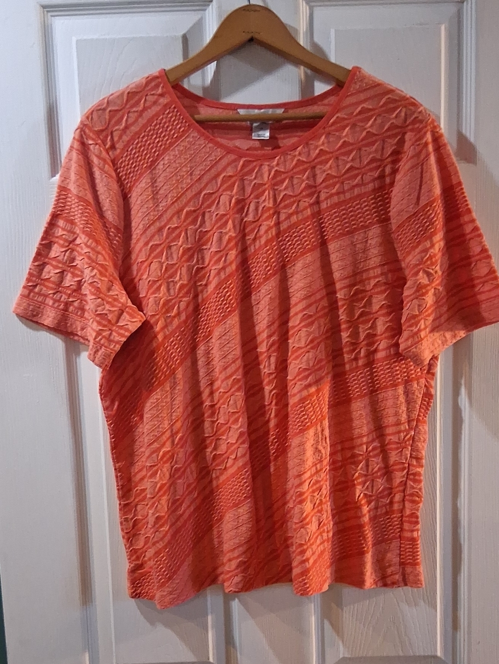 CJ Banks Coral Textured Short-Sleeve Shirt
